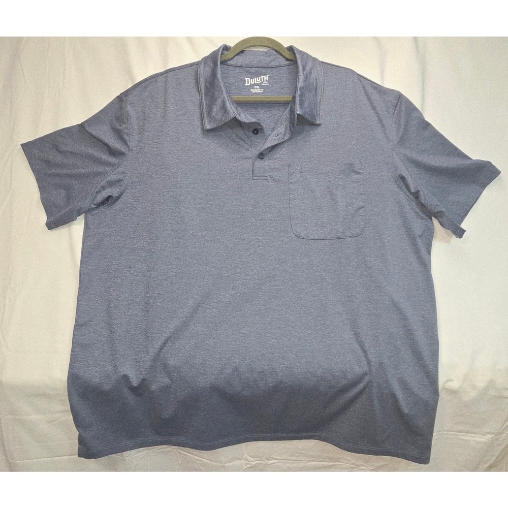 Duluth Trading Co Mens 2XL Blue Performance Polo Shirt SS Pocket Gorpcore